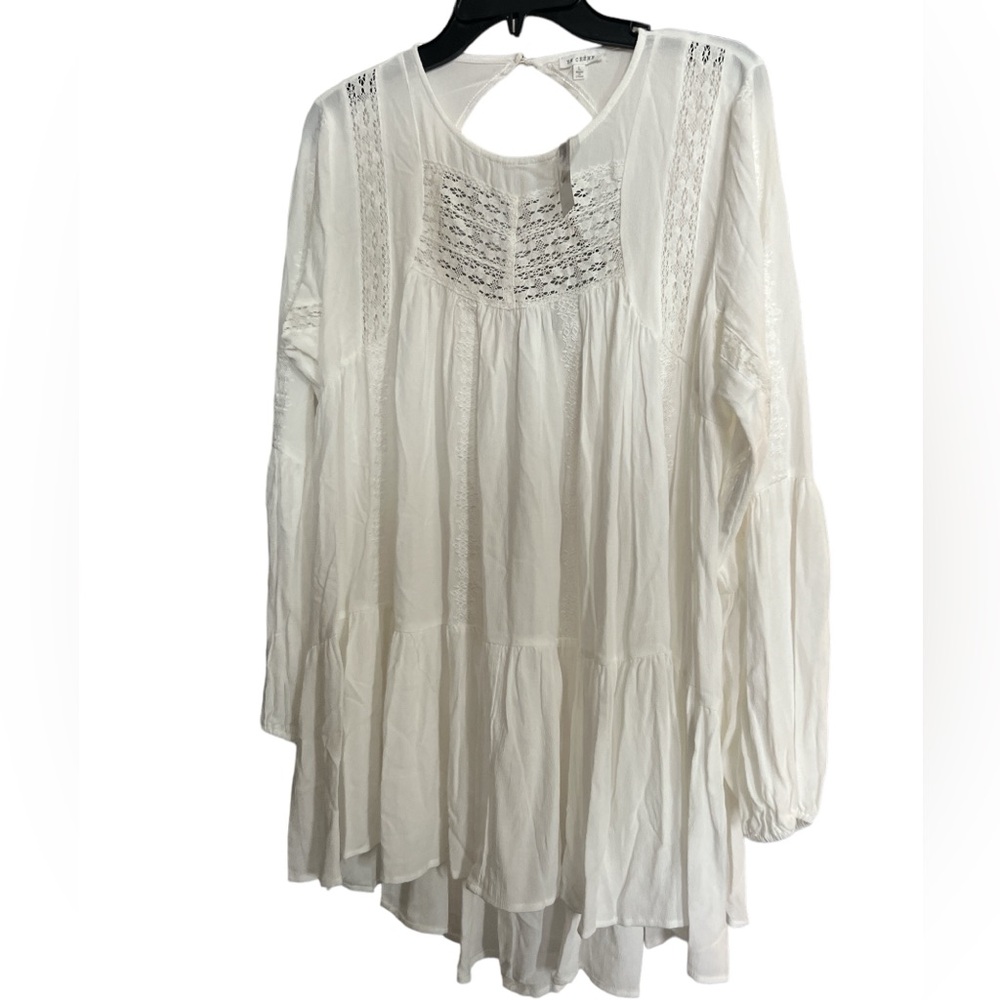 Buckle White/Ivory lace Inset Bohemian, Coastal Cowgirl Style Top Size Large New